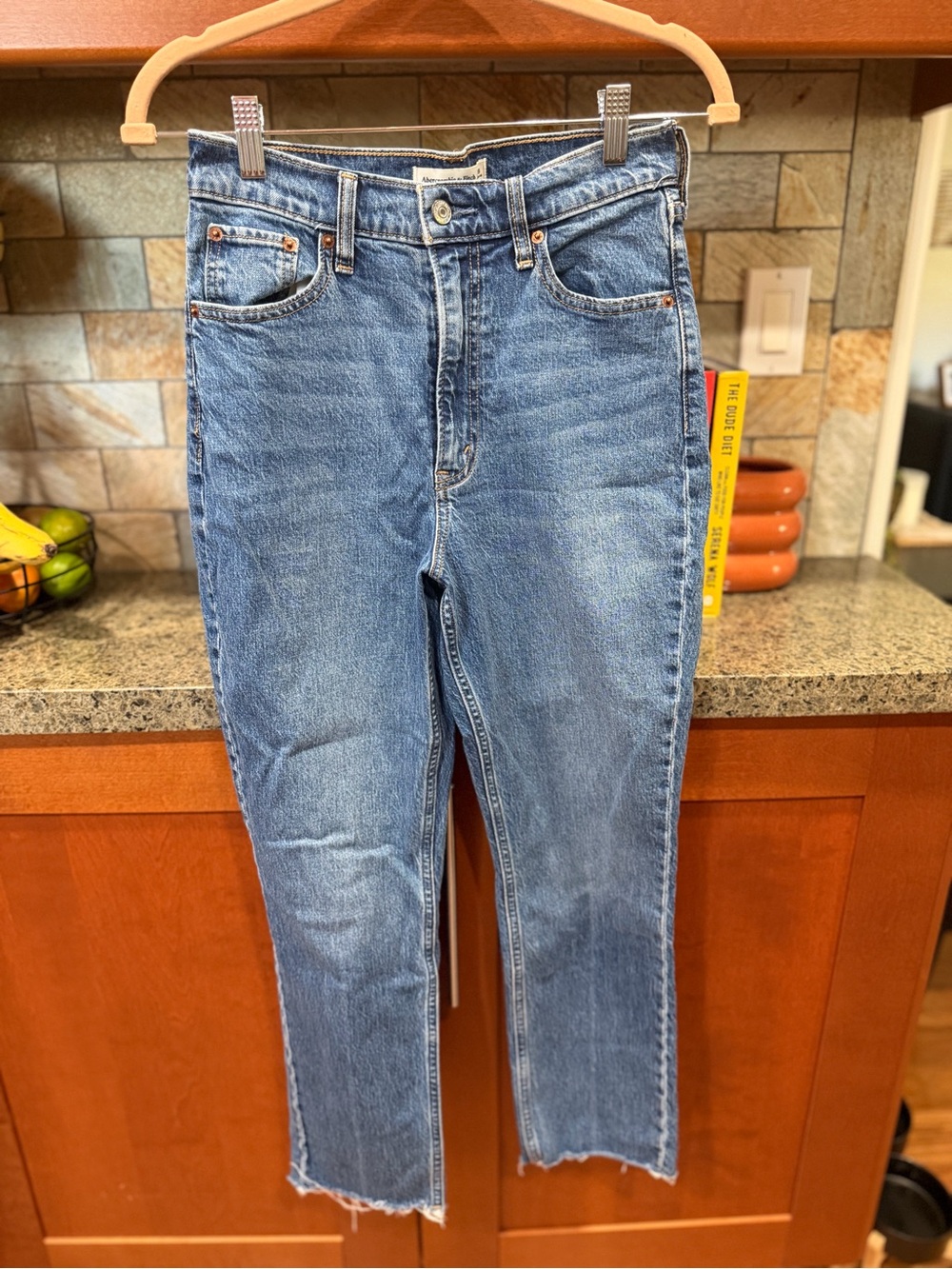 Abercrombie High-Rise Straight Leg Blue Jeans